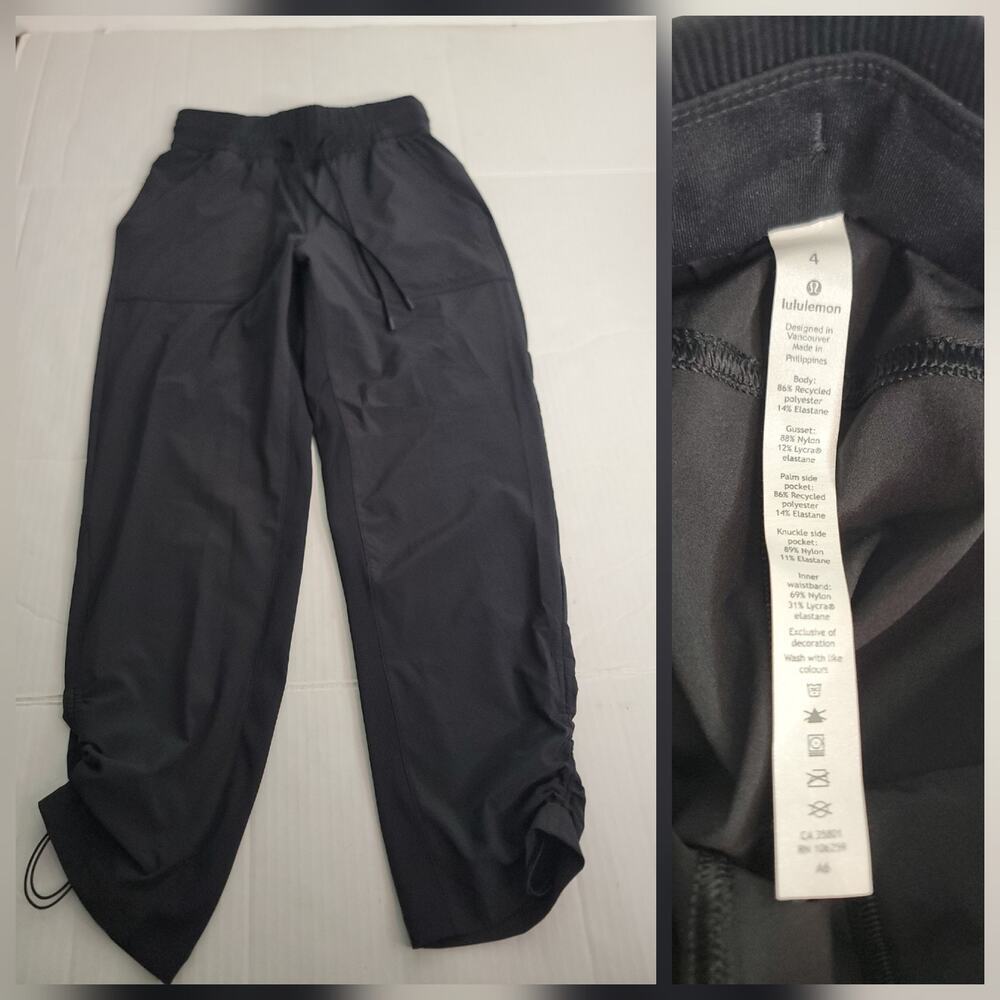 Lululemon Beyond the Studio Pants Womens SZ 4 Black Drawstring 25" Athletic